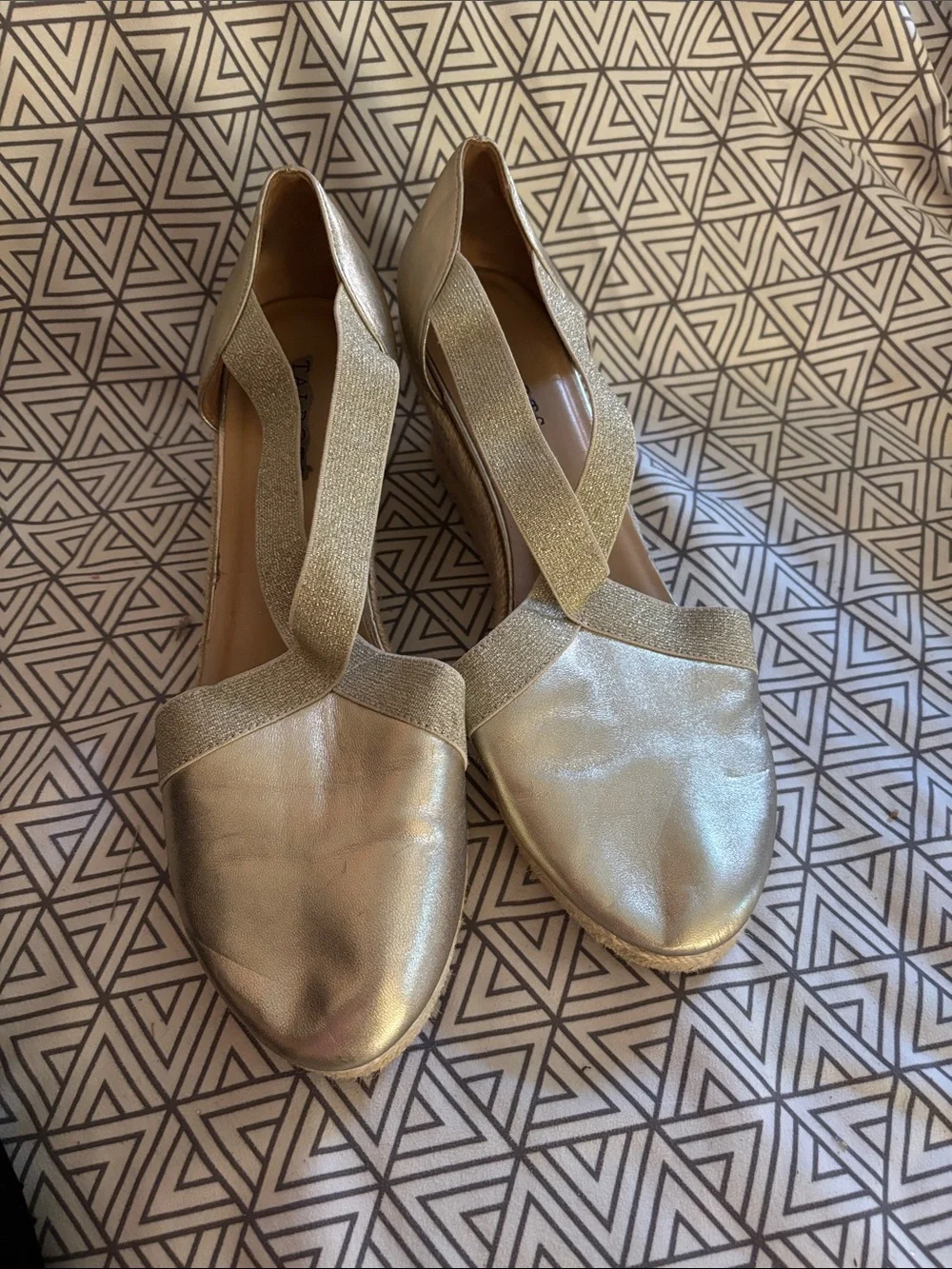 Talbots Metallic Gold Espadrille Wedge Sandals